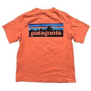 Patagonia T-Shirt Kids Size XS 5-6 Short Sleeve Crewneck Graphic Print Orange